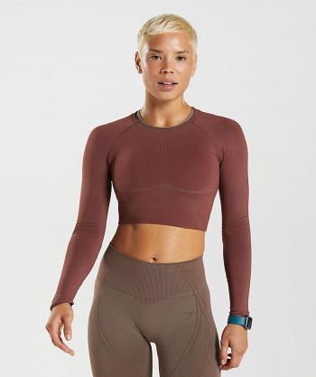Dámské Oříznuté Topy Gymshark Apex Seamless Růžové Hnědé Hnědé | CZ 3655EBC